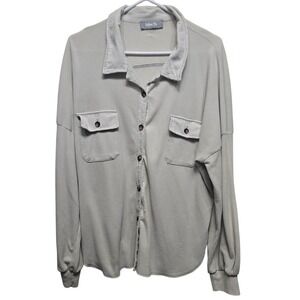 Blue B. Women's Button Down Shirt Jacket Shacket Long‎ Sleeve Pockets Sz L